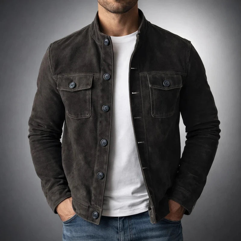 Men’s Vintage Suede Utility Jacket - Black