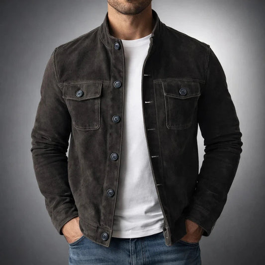 Men’s Vintage Suede Utility Jacket - Black